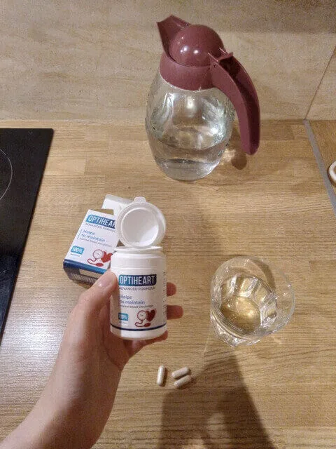 Foto del empaque de Optiheart de un cliente real